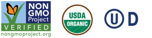 USDA organic,  NonGMO Project verified, OU Kosher